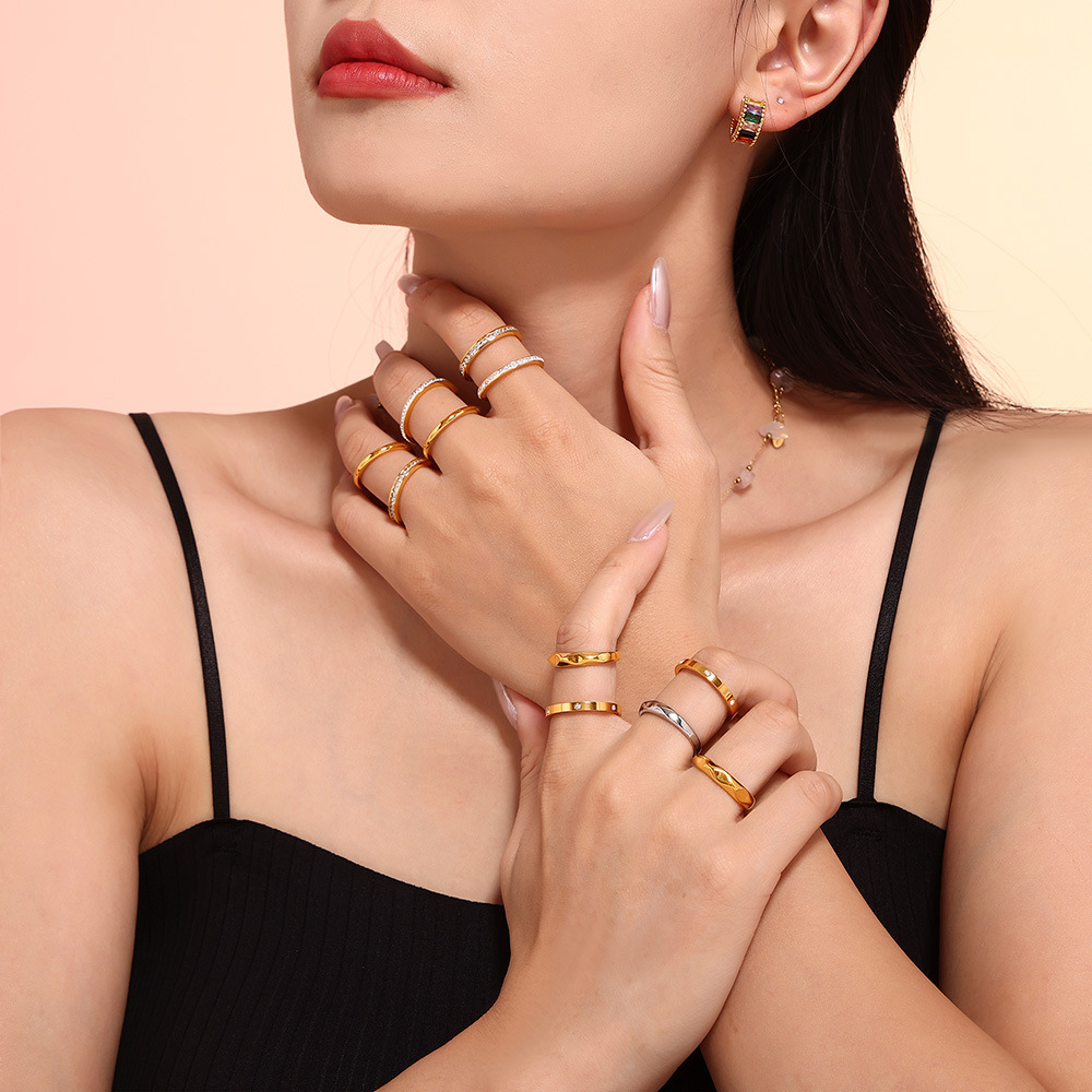 Cross-border new plain ring, ins style simple layering diamond ring, women's jewelry and accessories wholesale Specification image