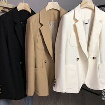韩国2022春秋新款小西装外套女纯色双排扣口袋气质休闲西服女时尚