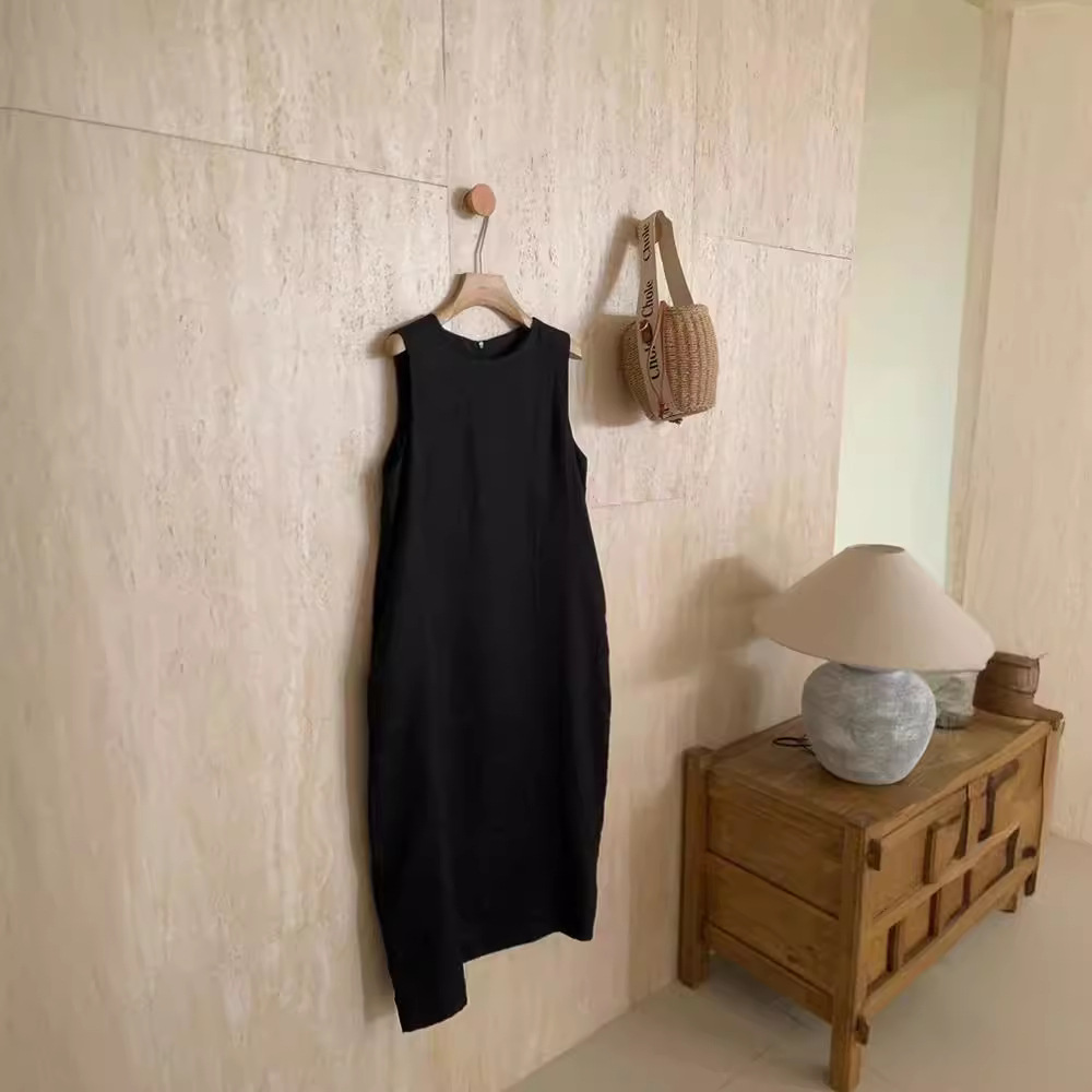 2024 Minimalist and elegant all-linen vest dress for women, summer sleeveless long dress for women Item Picture