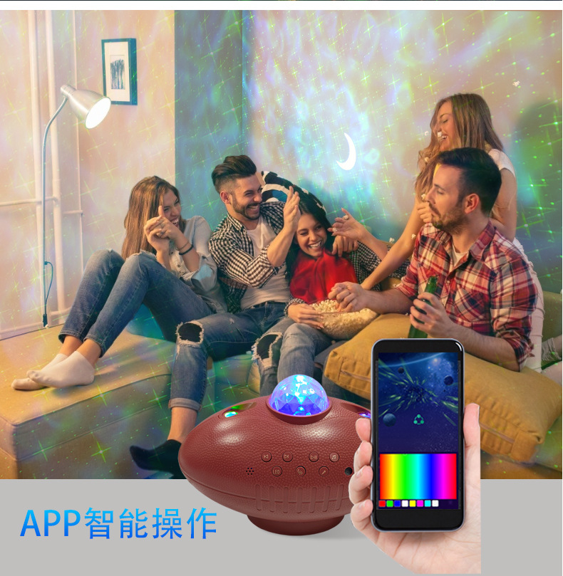 European and American cross-border Bluetooth music starry sky light, rotating full sky star projection light, led ambient night light, usb starry sky light Specification image
