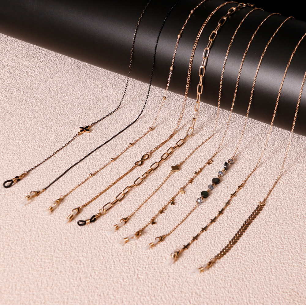 Cross-border metal color-preserving metal eyeglass chains, crystal pearl gemstones, anti-slip mask chains, lanyards, eyeglass accessories details Picture
