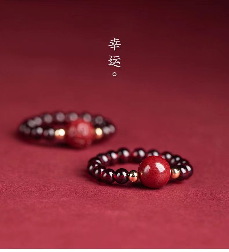 高含量朱砂转戒指女石榴石金貔貅指环尾戒小众设计玫瑰戒批发详情8