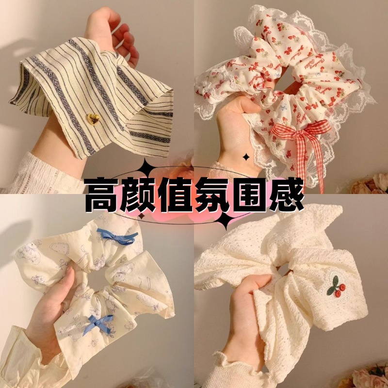 早春方形大肠发圈方巾发绳头绳扎头马尾高弹皮筋发饰2025新款头花