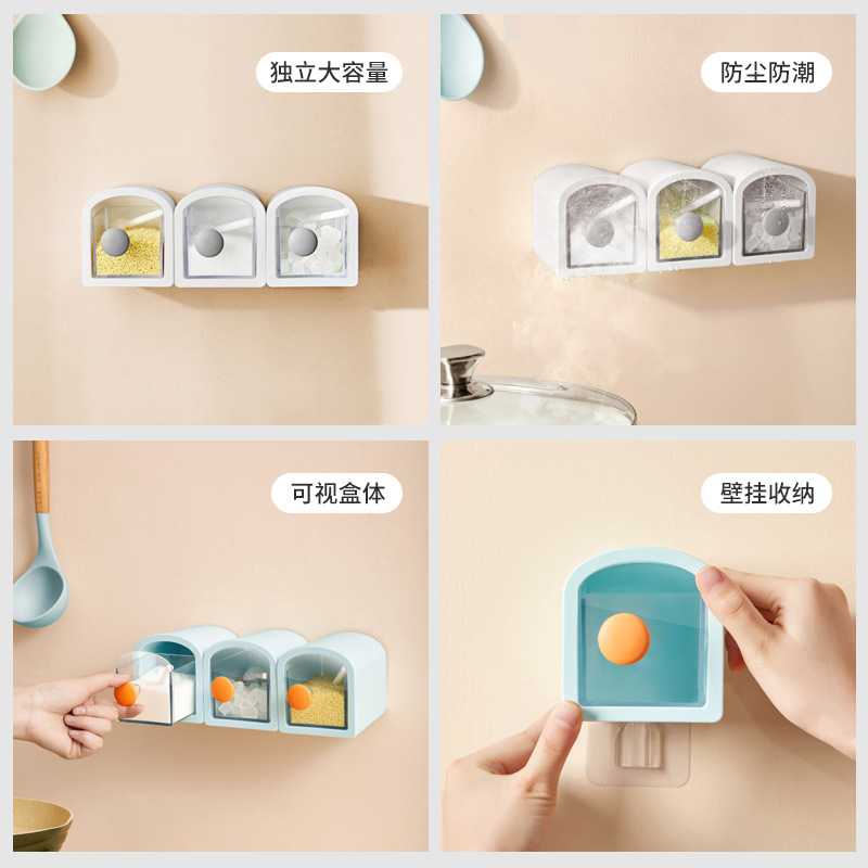 [Rice Beans] Wall Hanging Seasoning Box Combination Kitchen Supplies Seasoning Tank Set A Full Set Of Household Seasoning Bottle Wholesale Specification drawing