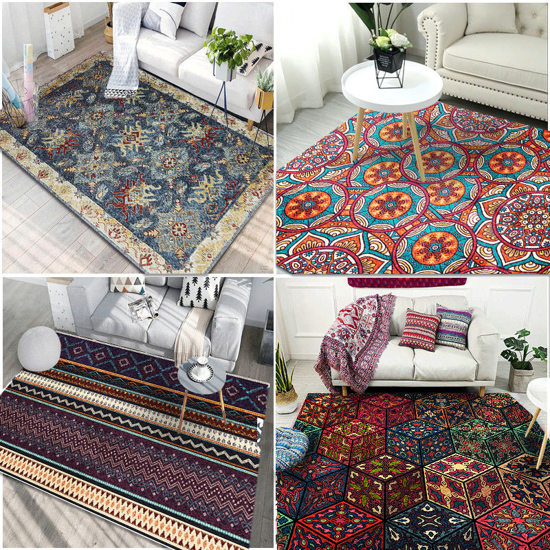 Moroccan National Style Carpet Floor Mat Living Room Coffee Table Blanket Large Area Bedroom Retro Bohemian Floor Mat Under Bed Specification drawing