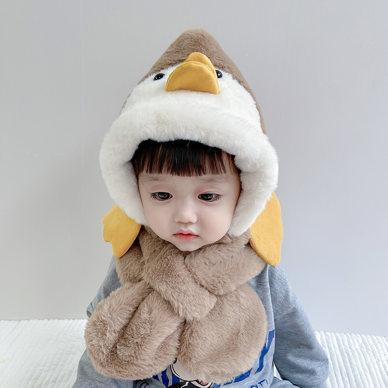 Children's Hat Autumn And Winter Baby Penguin Scarf One Cute Little Yellow Duck Warm Boys And Girls Ear Protection Warm Application Scenario