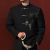 New Chinese-style men's engagement dress set, Chinese-style stand-up collar Zhongshan suit, golden bamboo embroidery boys' adult formal suit details Picture