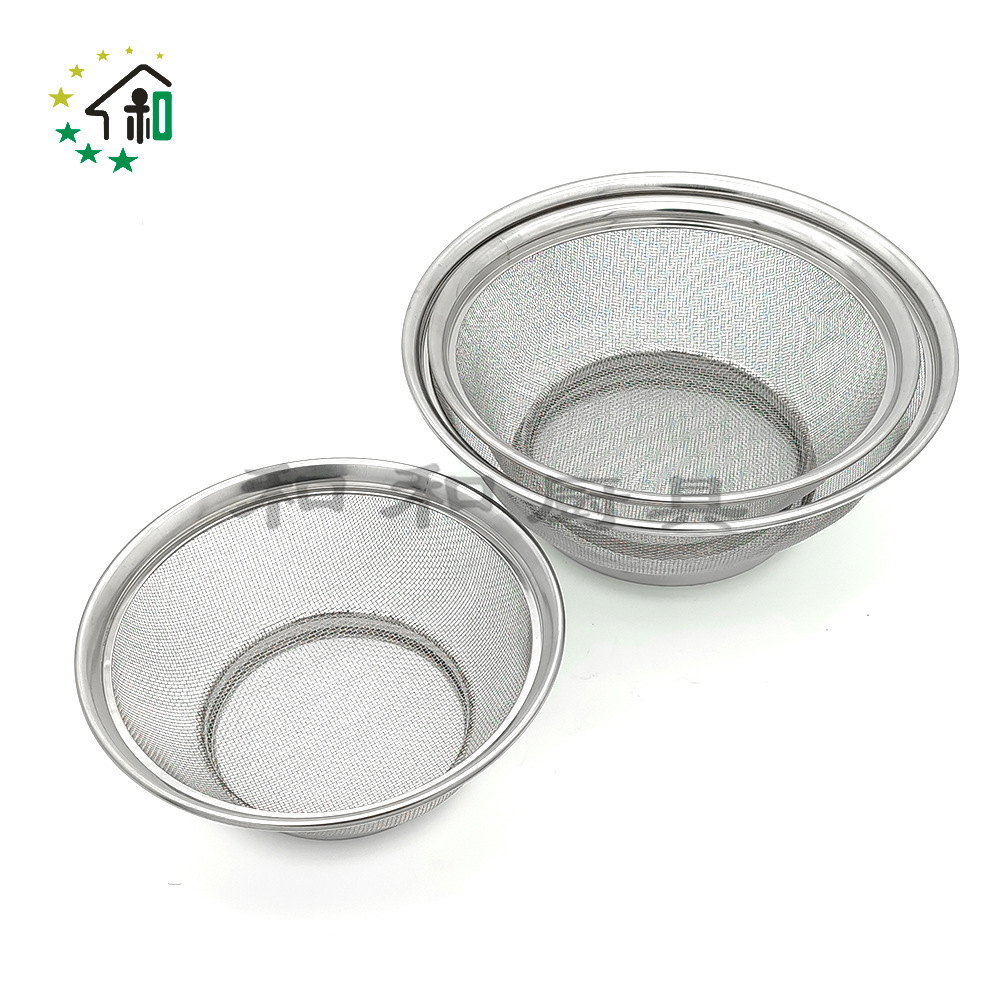 Kitchen Encryption Stainless Steel Washing Basket Drain Basket Washing Rice Sieve Washing Rice Basin Washing Sesame Fruit Basket Household Drain Basin Item Picture