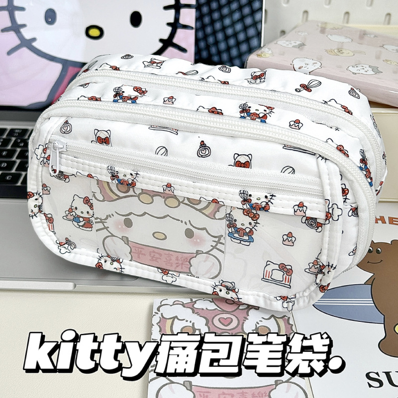 三丽鸥KT猫痛包笔袋ins风小众高颜值凯蒂猫学生大容量耐脏文具盒