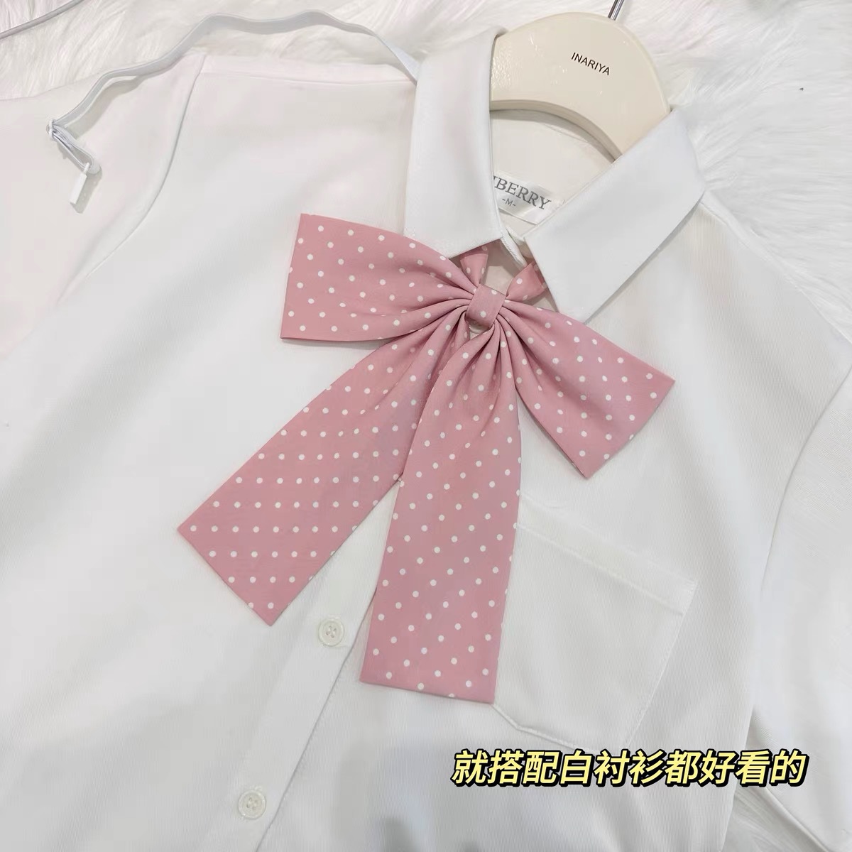 Greatly free polka dot straight scarf, long handle bow tie, JK uniform, bow tie, floral shirt, sailor suit, accessories for girls details Picture