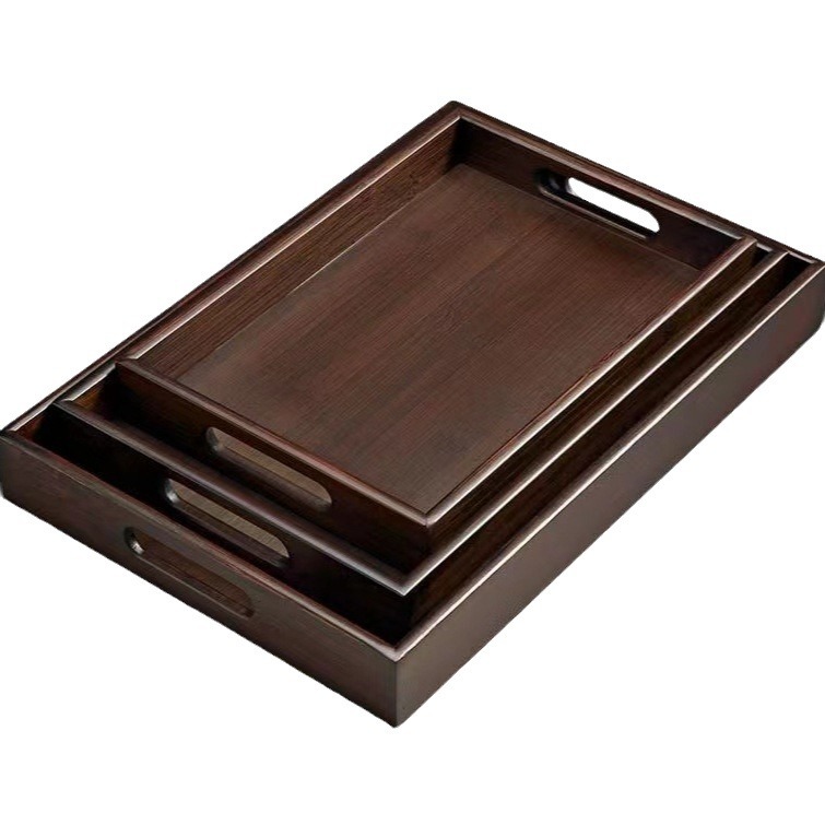 Wholesale bamboo trays with handles, Japanese dry-brewed tea trays, thickened barbecue bamboo trays, household and restaurant tea set trays Item Picture