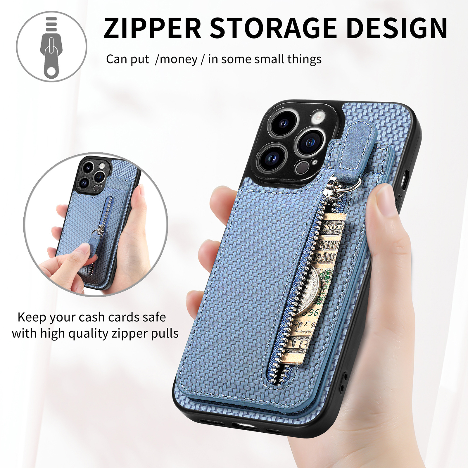 Apple 16Pro Case Multi-Function Card Wallet Holder Zipper Magnetic Iphone14 Case Application Scenario
