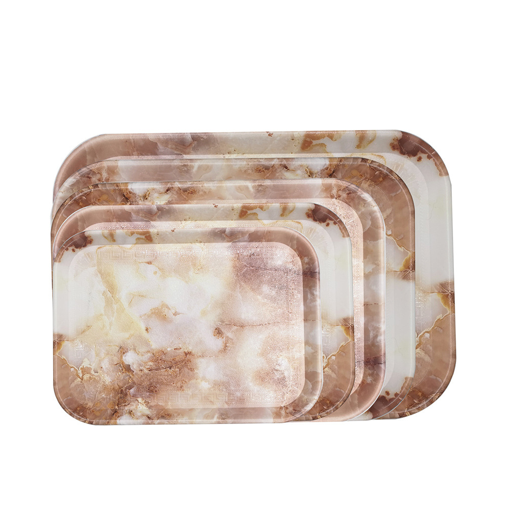 Marble Tray Oval Creative Tea Tray Food Melon Seeds Fruit Storage Tray Plastic Household Hotel Tray Batch Specification drawing