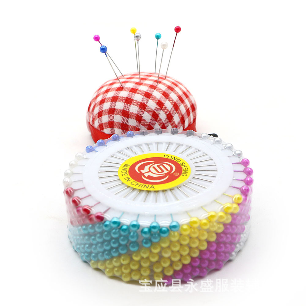 Factory wholesale 32 stainless steel pearlescent needle discs, cross-border garment cutting positioning needles, plastic head bead needle discs Specification image