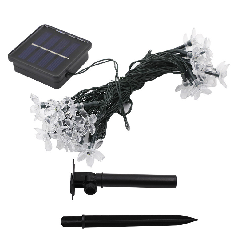 Wholesale of LED cherry blossom solar light strings in stock, outdoor waterproof courtyard hanging lights, and small decorative lights for home bedrooms Item Picture