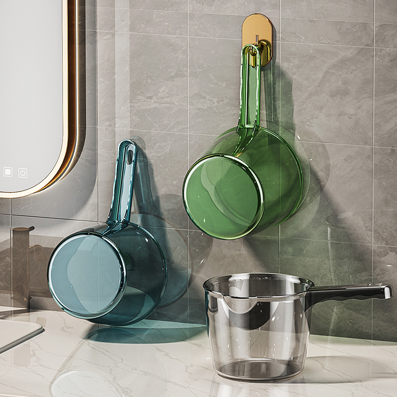 Light Luxury Clear Ladle Long Handle Thickened Large Water Spoon Drift Can Hang Bathroom Shampoo Water Ladle Children Bath Ladle