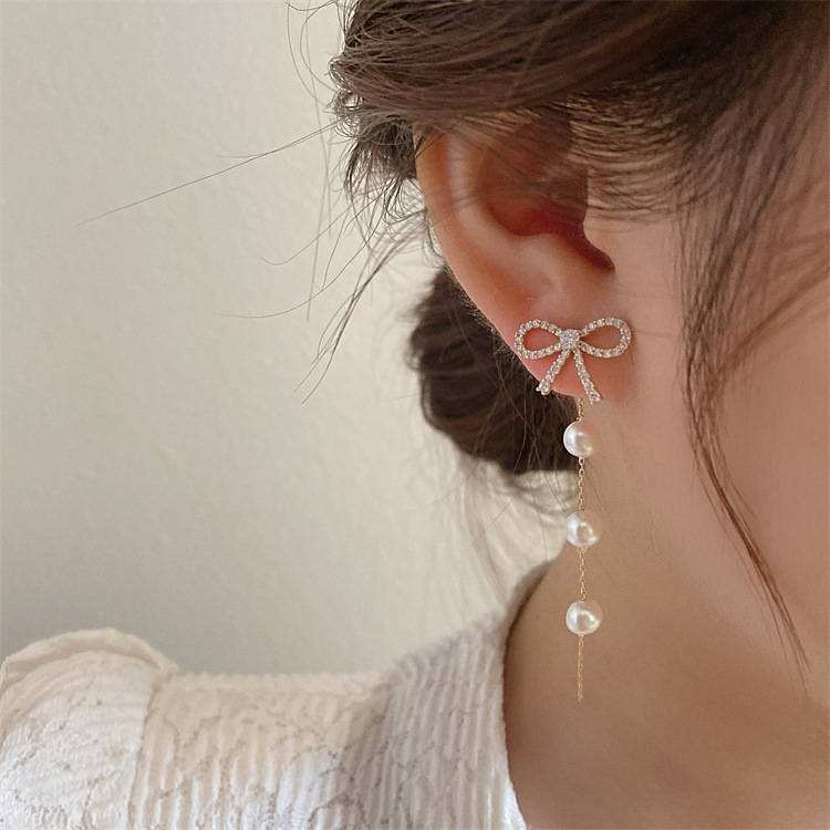 s925 silver needle long tassel earrings female 2023 new fashion South Korea Dongdaemun design sense net red all matching earrings Specification drawing