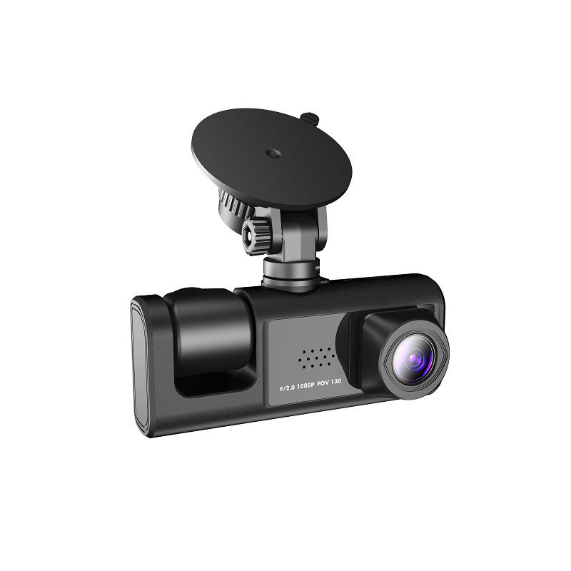 S1 New 2-inch screen triple recording high-definition 1080p dashcam, front, middle and rear panoramic triple lens R300 upgraded version Specification image