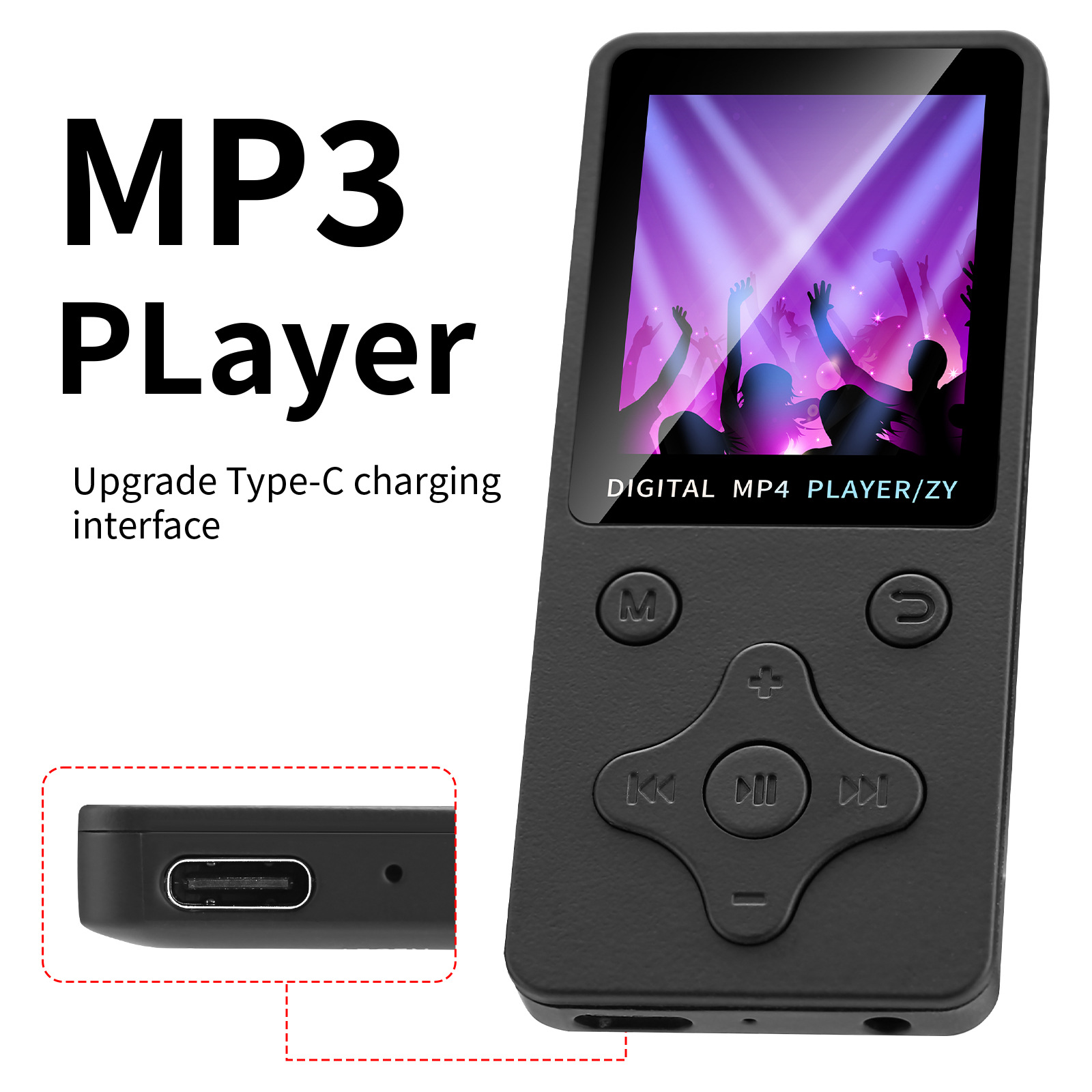 Трансграничный bluetooth MP3 T1 с тонким и портативным портативным портативным видео MP4 с видеоплеером