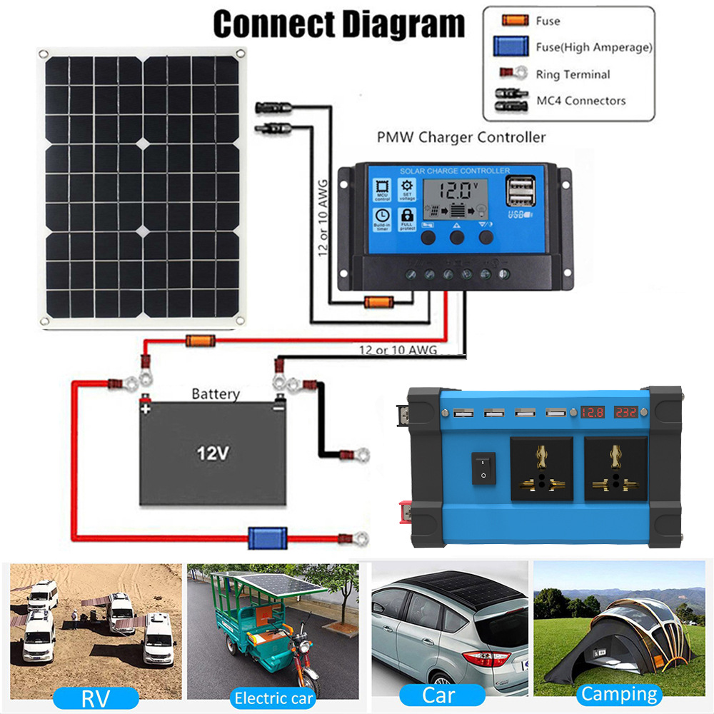 Inverter 300W cross-border converter 12V to 220V110V smart LCD dual display 4USB4.2A fast charging pic 25