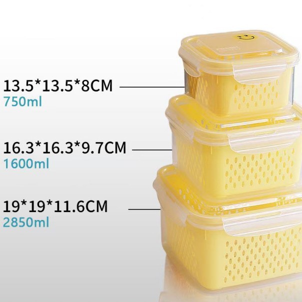 Wholesale of cross-border fruit with water filter microwave boxes, sealed boxes, transparent food preservation boxes, lunch boxes, and plastic food preservation boxes for refrigerators details Picture