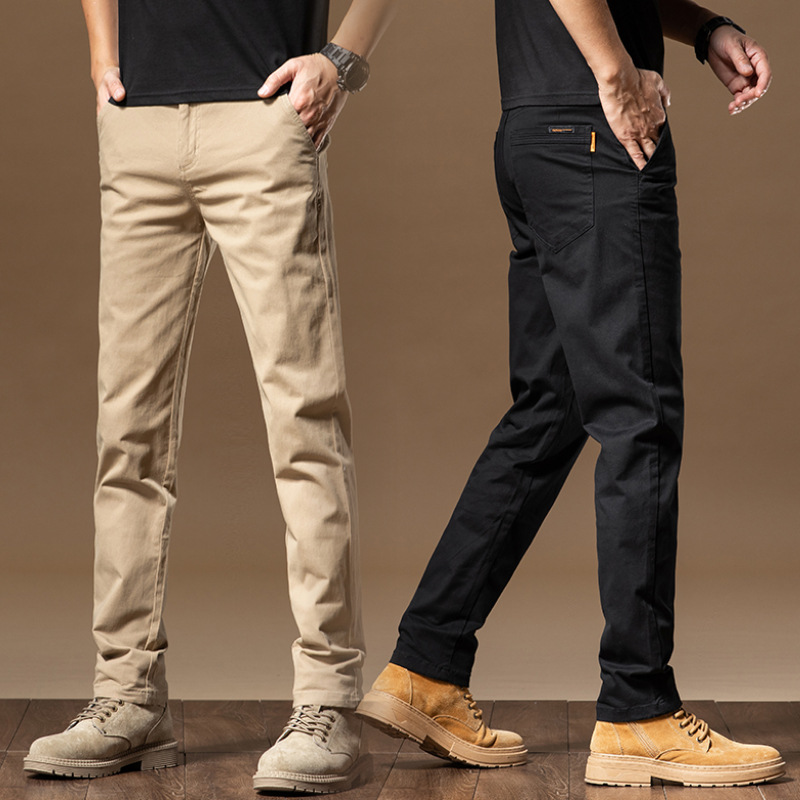 Men's pure cotton casual pants, business straight-leg slimming and trendy pants, new high-end men's trousers for Spring/Summer 2025