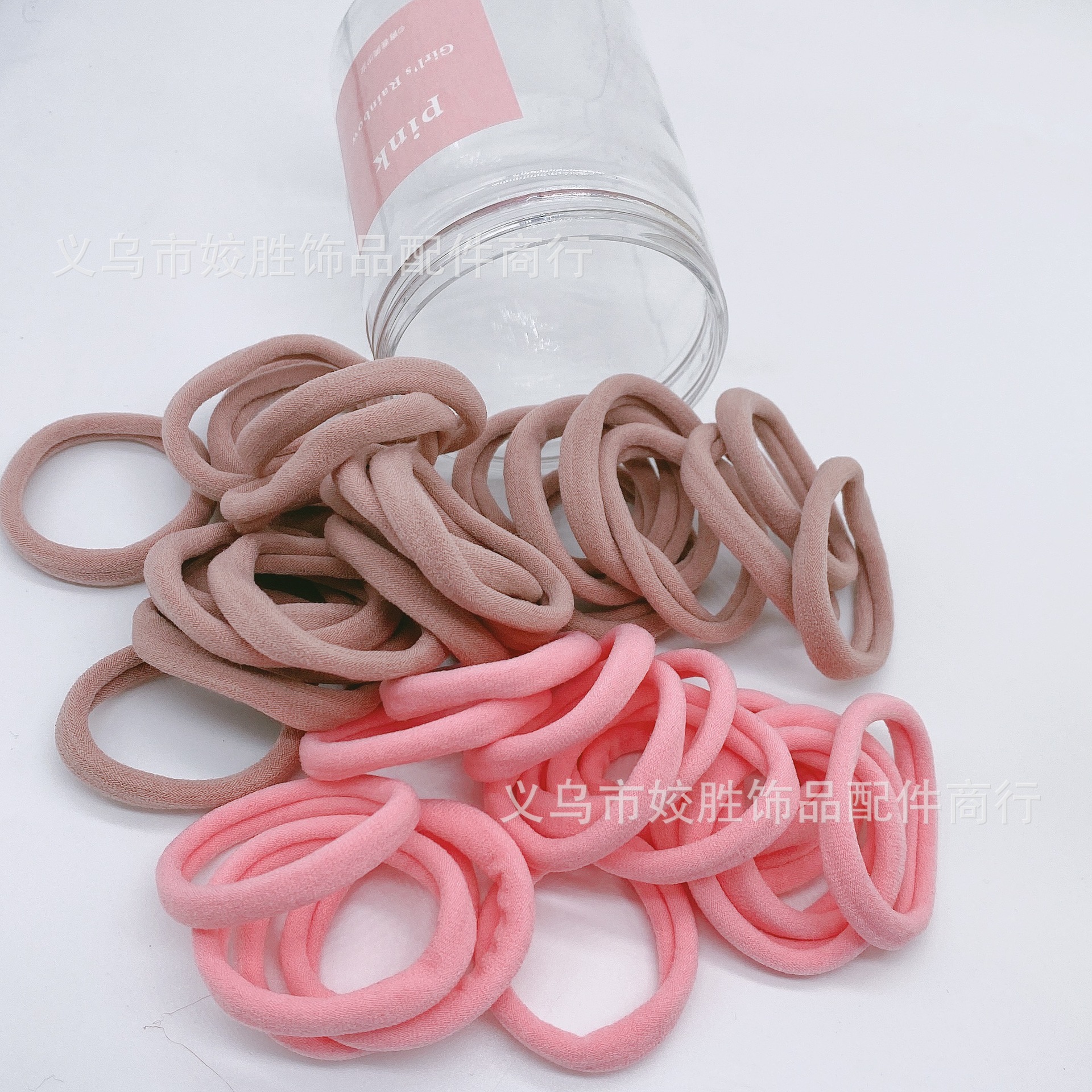Wholesale of 50 simple forest-style hair bands in cans, featuring high-elasticity, seamless leather band hair ties for popular female hairdressers Specification image