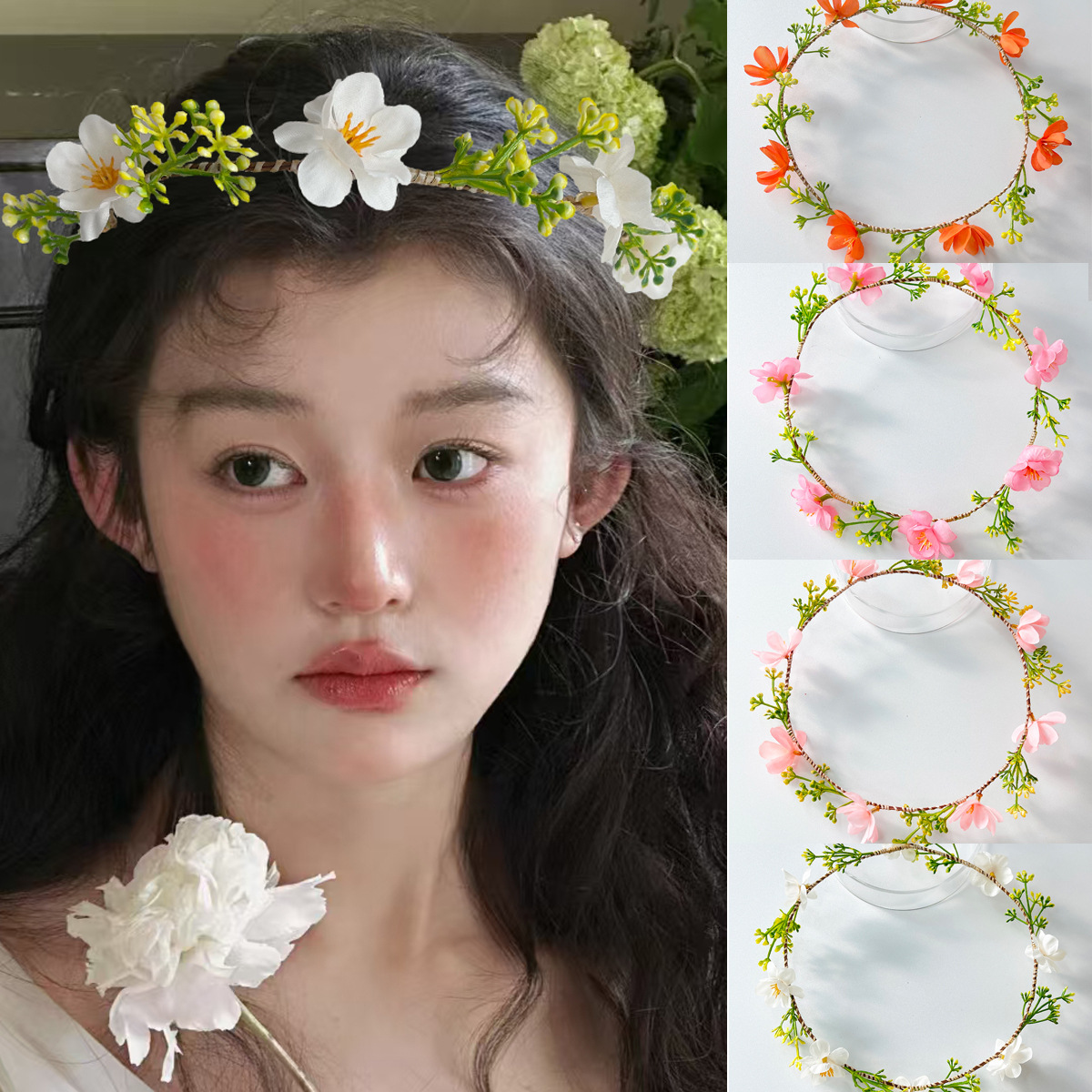 The new forest-themed garlands for spring and summer create an extremely ethereal atmosphere. The headwear exudes a sense of sophistication. It's a bridal and bridesmaid headwear accessory for women full figure
