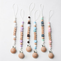 New beech pacifier with beech letter BABY silicone octagonal beaded crochet anti-drop chain