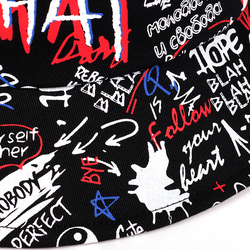 Cross-Border European And American Letter-Printed Fisherman Hat For Men And Women Couples Outdoor Sun Protection Double Basin Hat All Hats Specification drawing