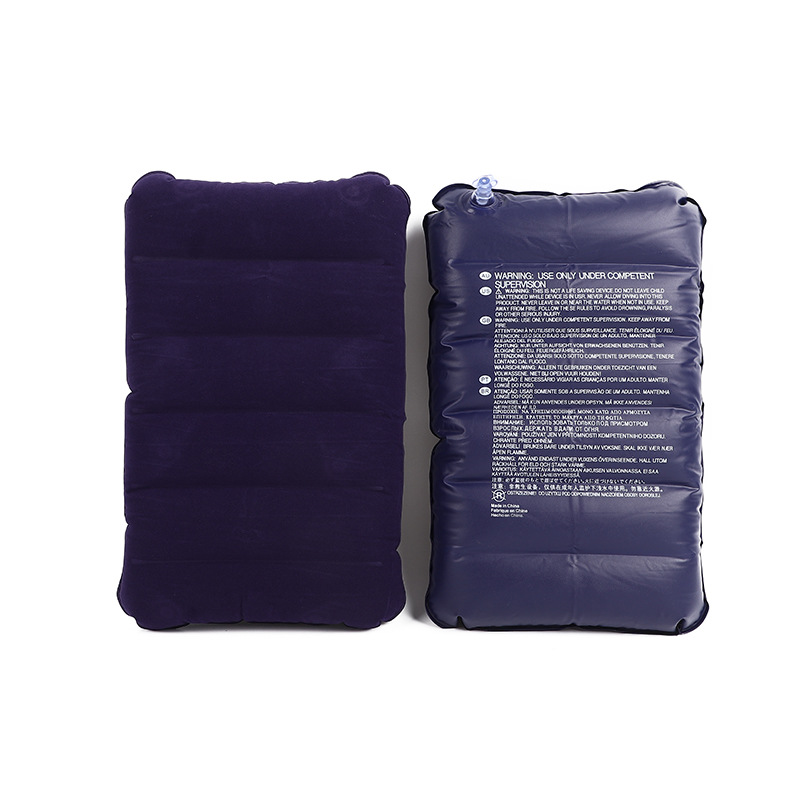 Manufacturer's pvc flocked inflatable large square pillow, travel cushion, beach leather pillow