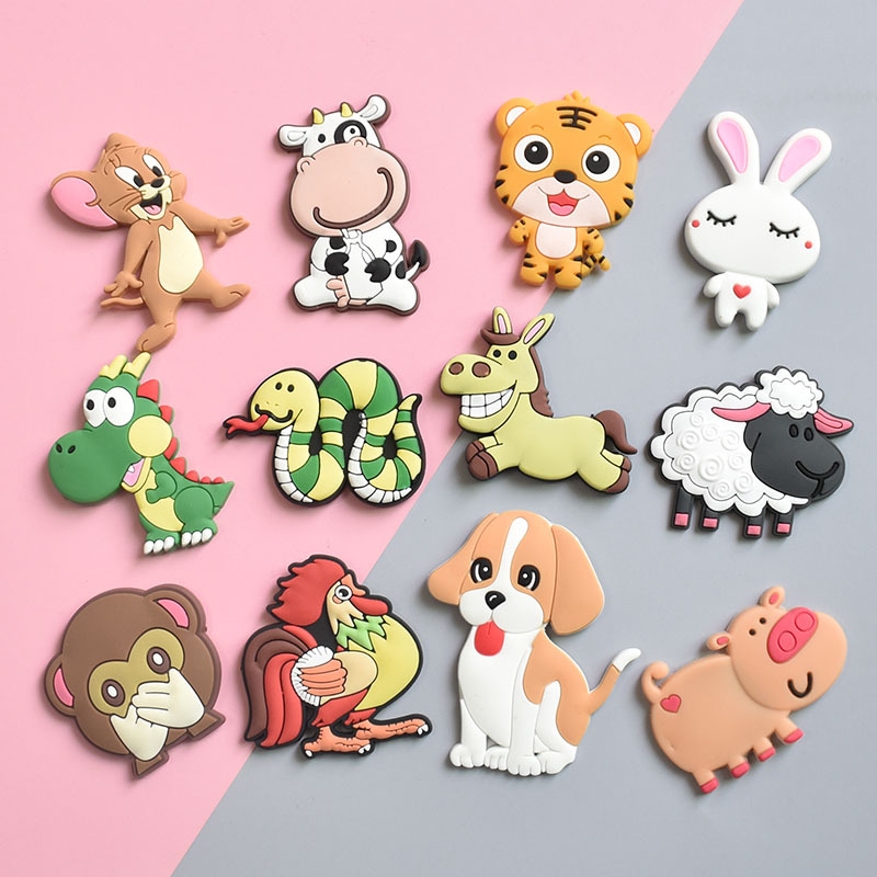 Cute 12 zodiac refrigerator stickers, creative soft rubber magnetic stickers, cartoon park early education stickers, magnetic stickers, wholesale children's stickers