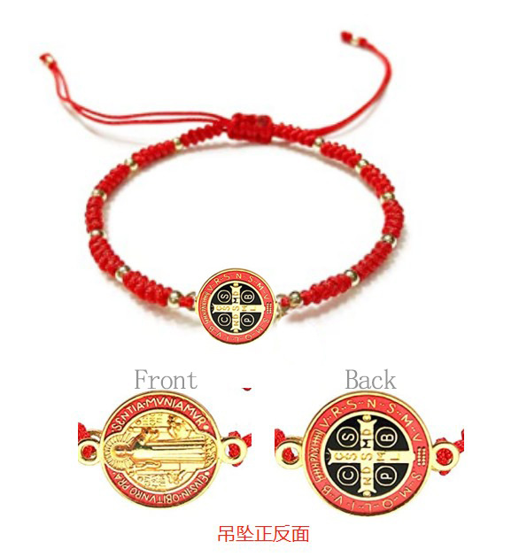 E-commerce foreign trade hand-woven oil-dripping ID Chinese knot St. Benedict bracelet Item Picture