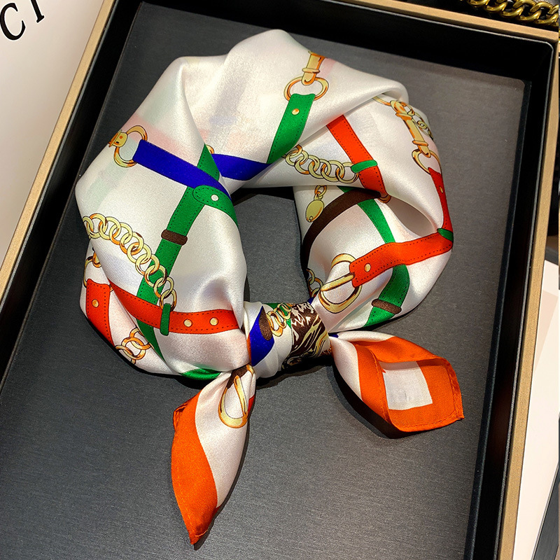 New Temperament 53 Silk Silk Scarf Belt Printed Scarf Spring/Summer Thin Fashion Silk Silk Decorative Lady Square Scarf Specification drawing