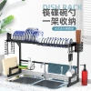 Kitchen black carbon steel single or double layer sink countertop, drain rack, storage rack, bowl rack, dish storage rack, Southeast Asia Specification image