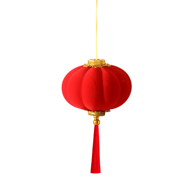 Flocked small lanterns, 2026 Year of the Horse bonsai decorations, New Year lanterns, festive red lanterns for the Spring Festival, set up stalls Item Picture