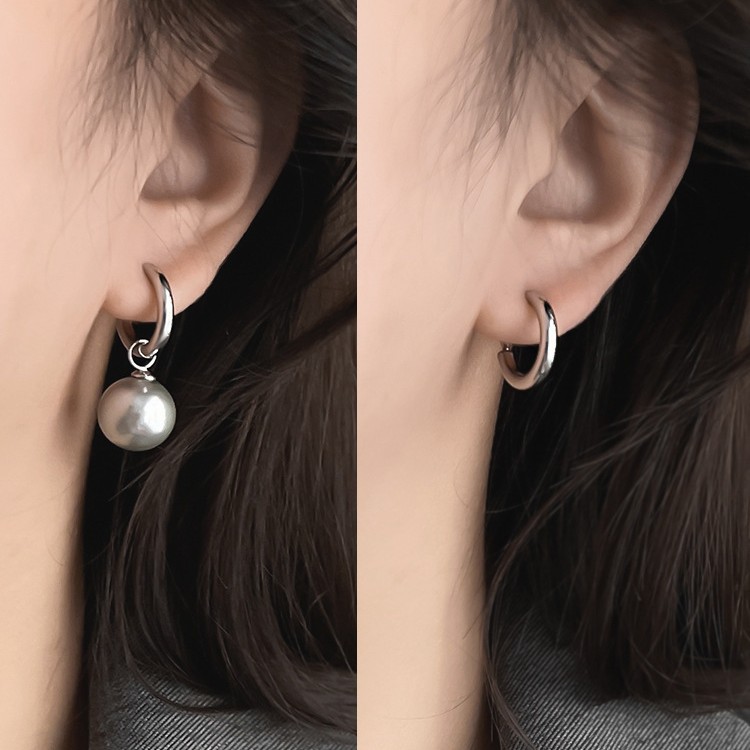 A stylish and versatile earring accessory featuring Korean-style pearl stud earrings that exude a French sophistication and are suitable for daily commuting