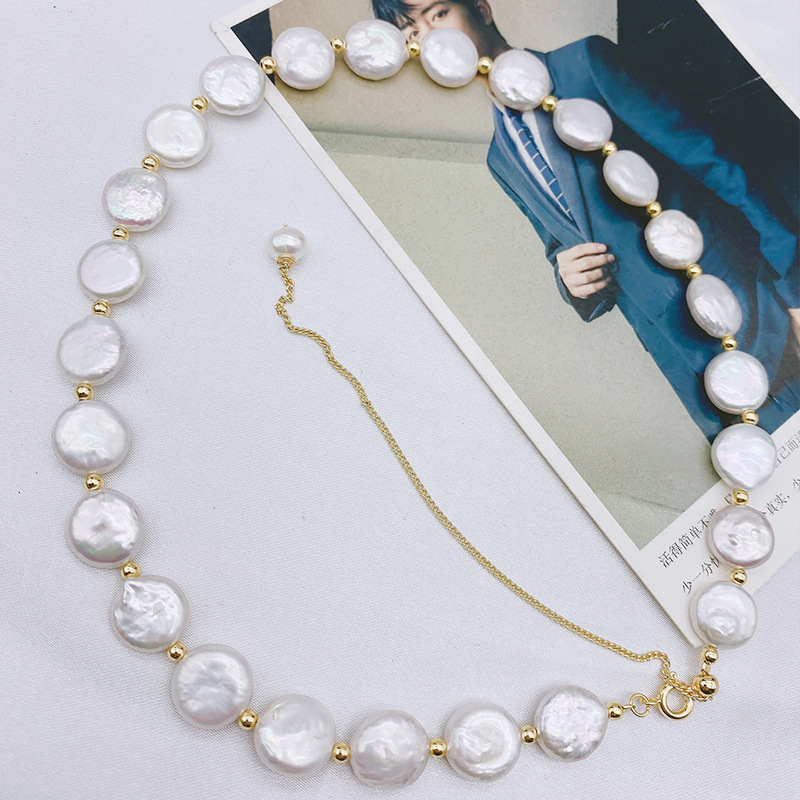 Supply natural Baroque button pearl set strong light exotic pearl bracelet long fringe drop earrings details Picture