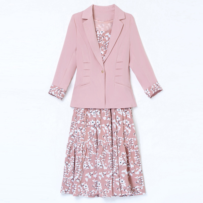 2022 New Autumn Suit Early Spring Floral Chiffon Gentle Dress Women's Dress Summer Two-Piece Set Spring And Autumn Item Picture