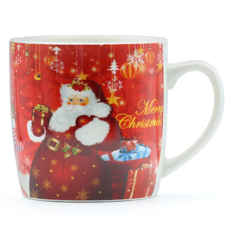 热款陶瓷杯创意卡通小茶杯圣诞老人图案圣诞节礼品家用带柄勺咖啡杯套装 厂家直供支持做客logo详情图5