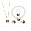 Cross-border fashion pearl butterfly jewelry sets, oil-dripping butterfly pearl bracelets, earrings, necklaces, women's accessories wholesale Item Picture