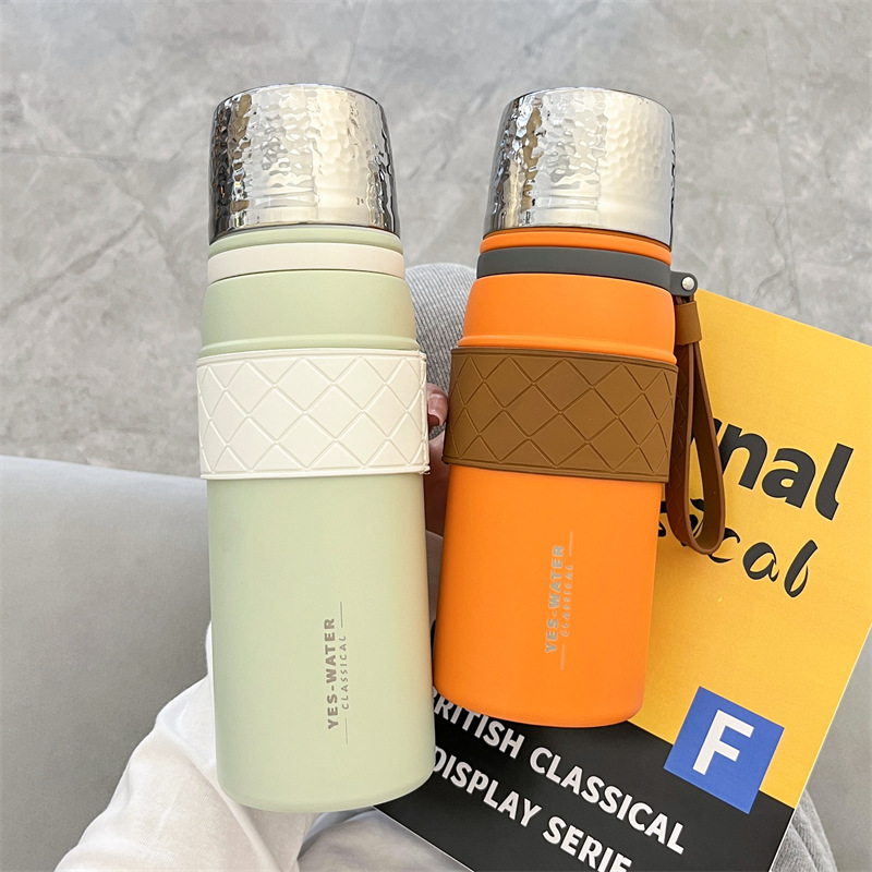 Office business water cup Men and women 304 stainless steel thermos cup Large capacity tea cup with tea glass cup double cover thumbnail