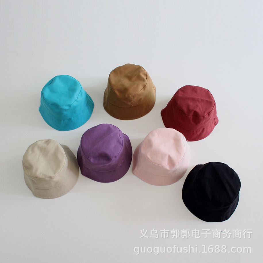 Autumn and winter new products children's candy color fisherman's hat Japanese style wind boys and girls personality bucket hat cloth art basin hat