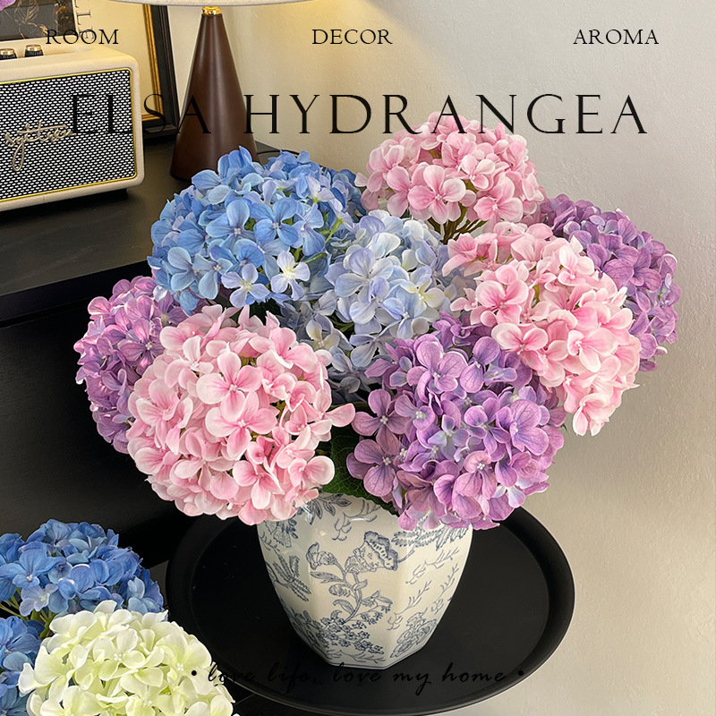 仿真3D打印72片艾莎绣球花仿真花假花插花婚礼花材布置厂家批发
