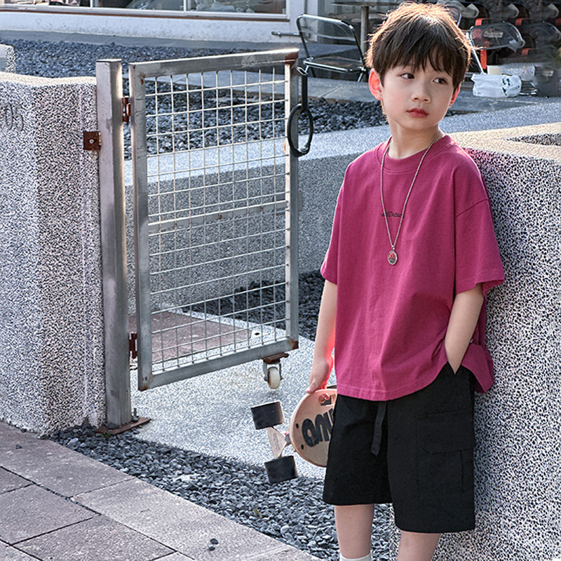 儿童夏装男童短袖t恤2025童装夏季洋气宽松中大童男孩半袖上衣潮t