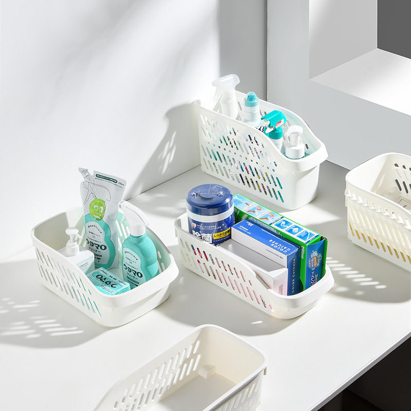 Japanese Cabinet Storage Box Under The Kitchen Sink Clutter Storage Basket Removable With Pulley Storage Basket Plastic Application Scenario