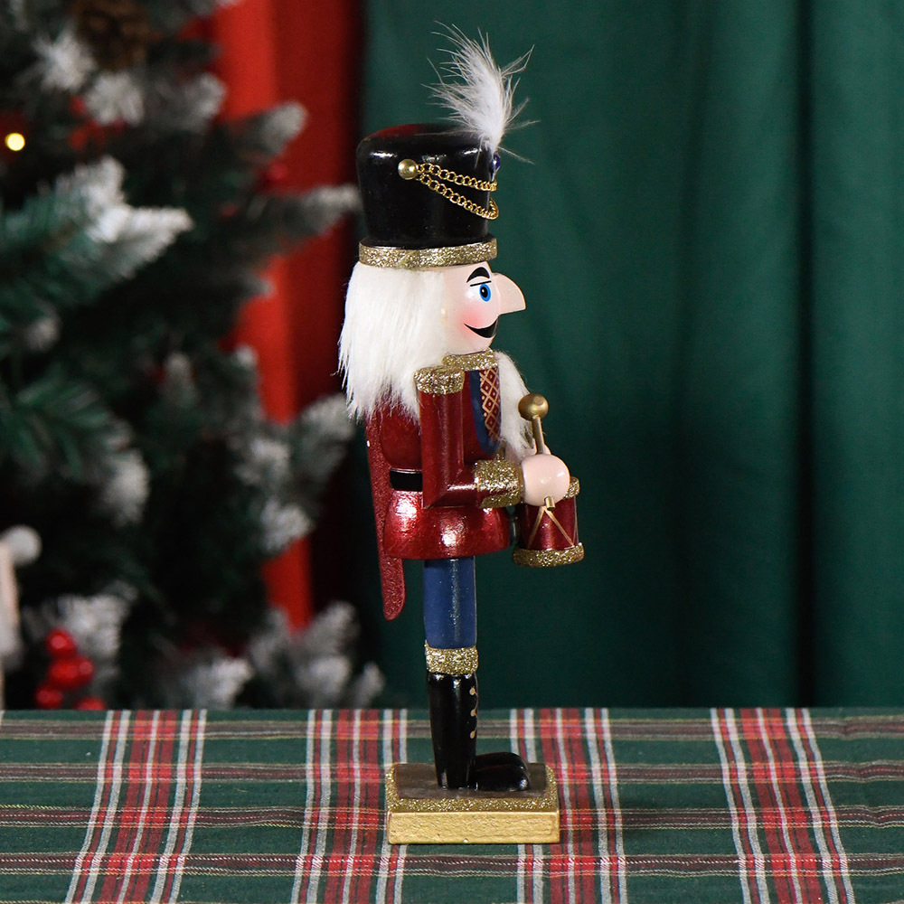 New product from Xibing in stock: 25CM red body, blue feet, drum soldier, nutcracker, Christmas walnut Man, decorative little puppet Application Scenario