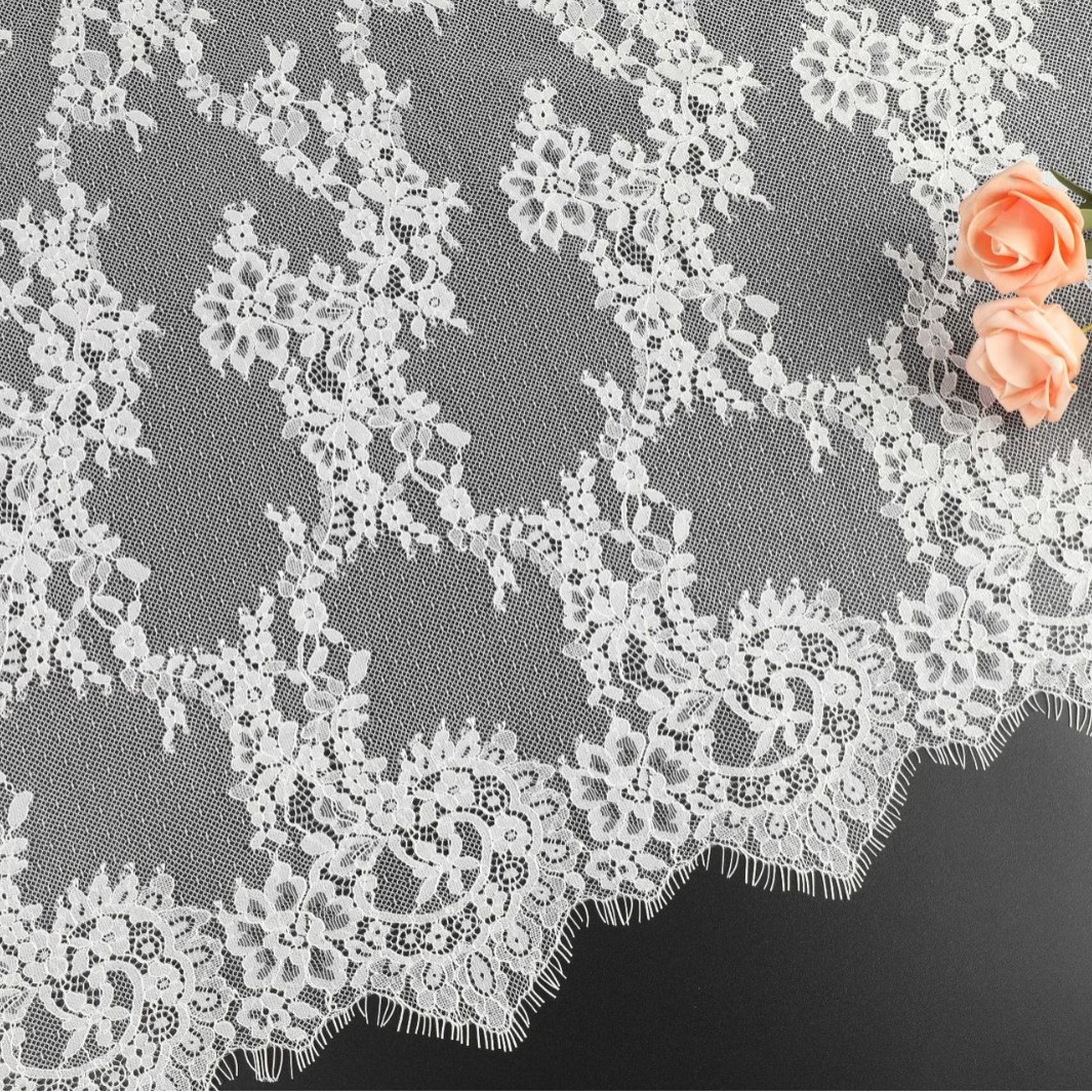 150cm full nylon eyelash lace fabric, universal fabric for wedding dresses and curtains, cross-border fashion lace accessories