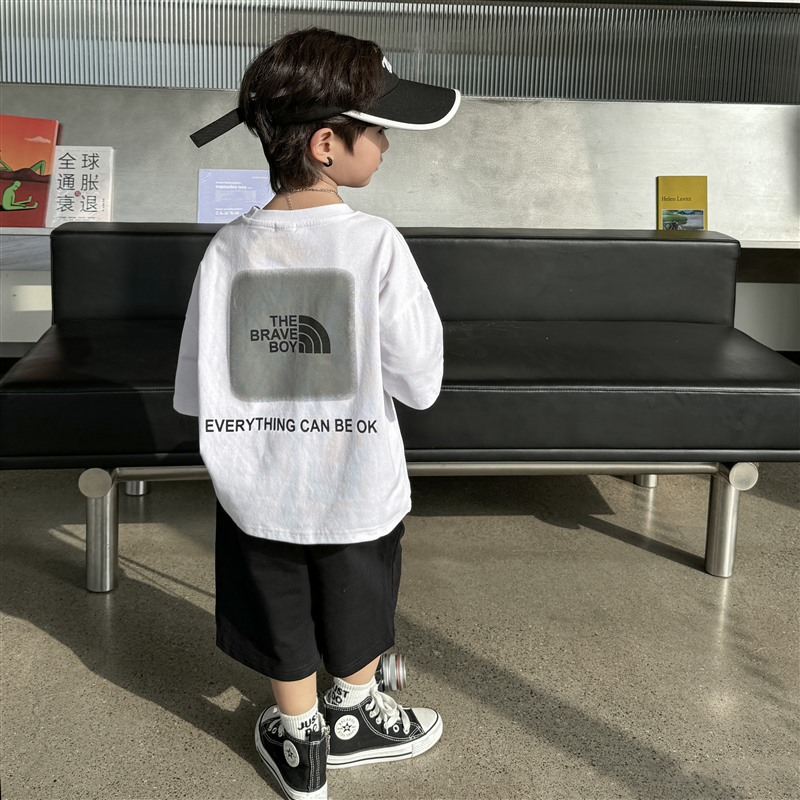 The 2024 summer new style of pure cotton short-sleeved T-shirt for boys from Haima Family, Korean version children's clothing, half-sleeved girls' clothing trend Application Scenario