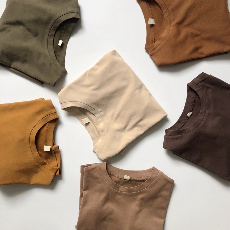 Kaka color Korean-style pure cotton base layer for children, new spring and autumn style for boys and girls, off-the-shoulder long-sleeved base layer, loose and trendy pic 17